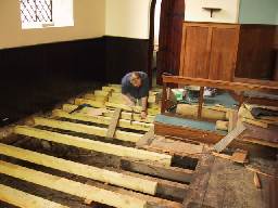 The pulpit joists being replaced